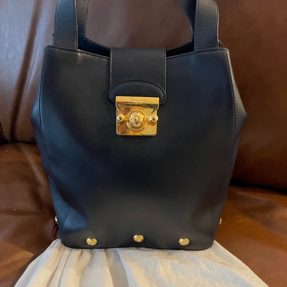 Salvatore Ferragamo Vintage Black Leather Purse